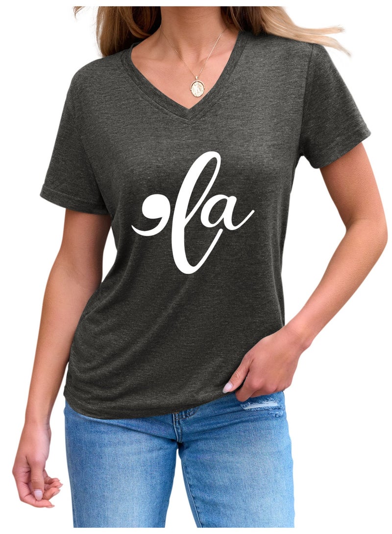 Women  V-Neck Cute Tee Shirts Tops - Image 2