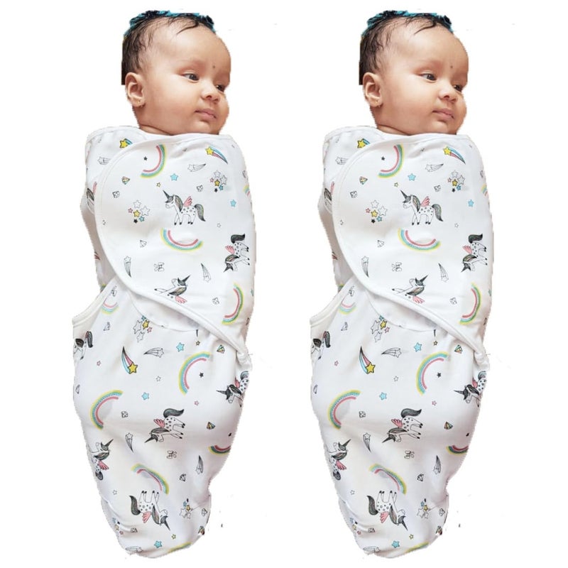 MammaChamp SwaddleBlanketWrapAdjustable Sleeping Bag Sack for Infant Baby 03 Months Unicorn Unicorn Pack of 2