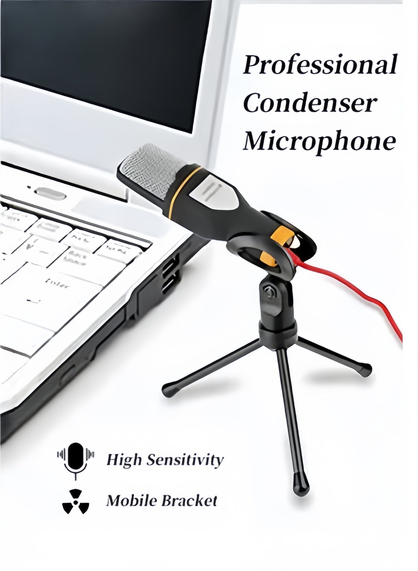 Professional Condenser Microphone with Tripod Stand Computer Microphone Studio Microphone Gaming & Recording Podcast Microphone for PC & Laptop & Tablet & Phone
