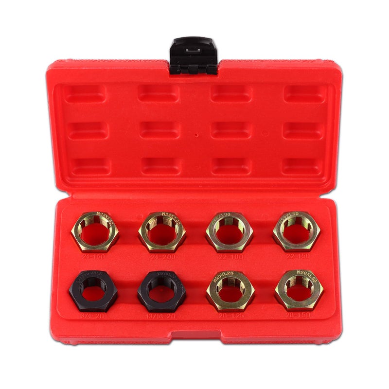 LEONTOOL 8 PCS Axle Spindle Thread Chaser Set Thread Repair Kit HighStrength Thread Restorer Tool Axle Spindle Fractional Cleaning and Rethreading Set Metric M20 M22 M24 UNEF 1316 34