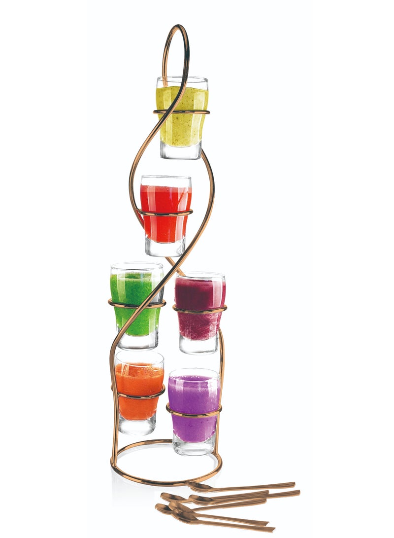 CusineArt كوين آرت - مجموعة زجاجية للحلويات 13 قطعة - ذهب وردي - Image 1