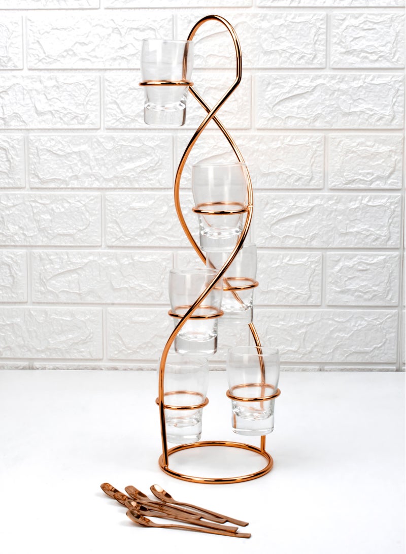 CusineArt كوين آرت - مجموعة زجاجية للحلويات 13 قطعة - ذهب وردي - Image 2