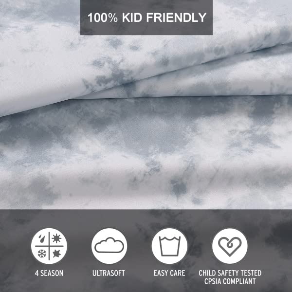 Eddie Bauer Eddie Bauer Kids - Queen Sheets  Stain Resistant Kids Bedding  Ideal for Toddler Bedding Set (Spring Water Tie Dye Grey  Queen)  - Image 5
