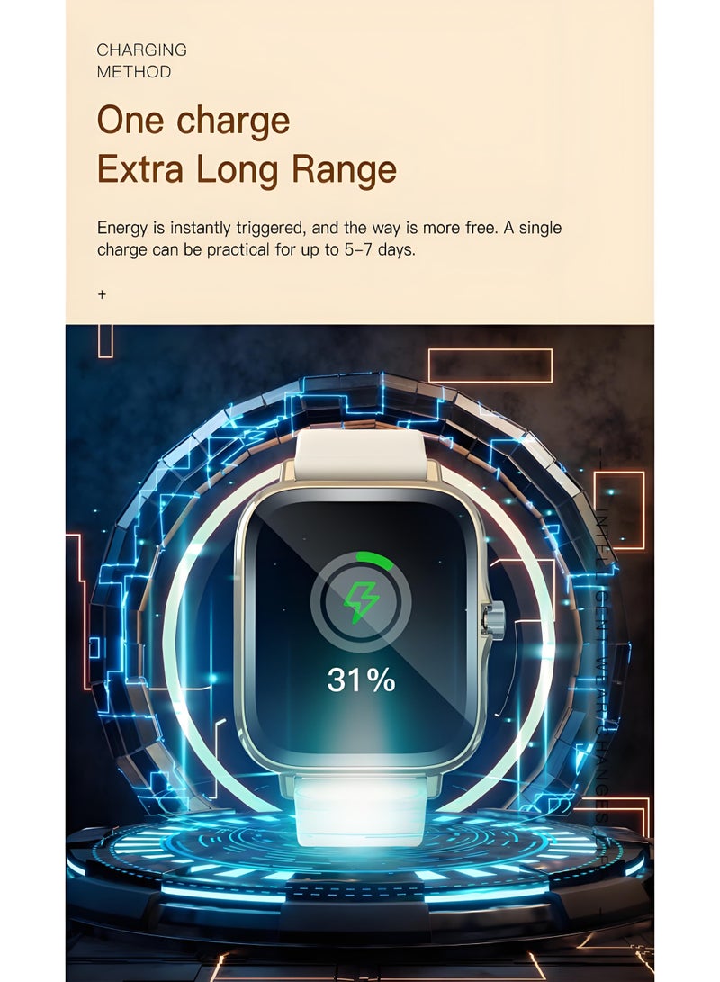 Smart Watch H13，Waterproof Fitness Watch，Bluetooth Calling，Compatible with Androd and IOS，TFT Display，Heart Rate Moitoring，Gold - Image 5