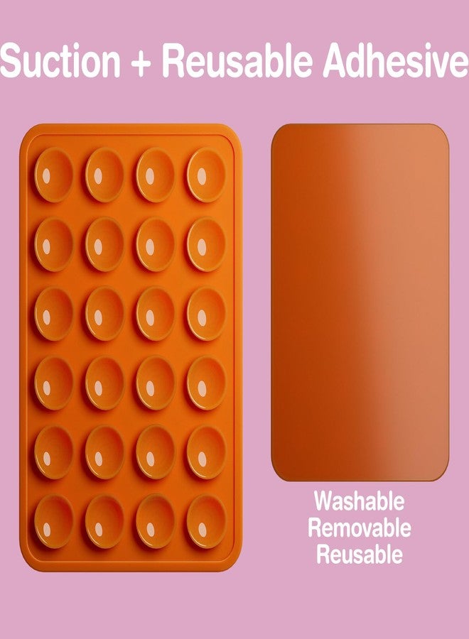 SEMBO Reusable Nano Gel Silicone Suction Phone Grip with Removable Mounting Tape, Sticky Phone Grip with Higher Suction Power, Hands-Free Phone Accessories Holder for Selfies and Videos(Orange) - Image 2