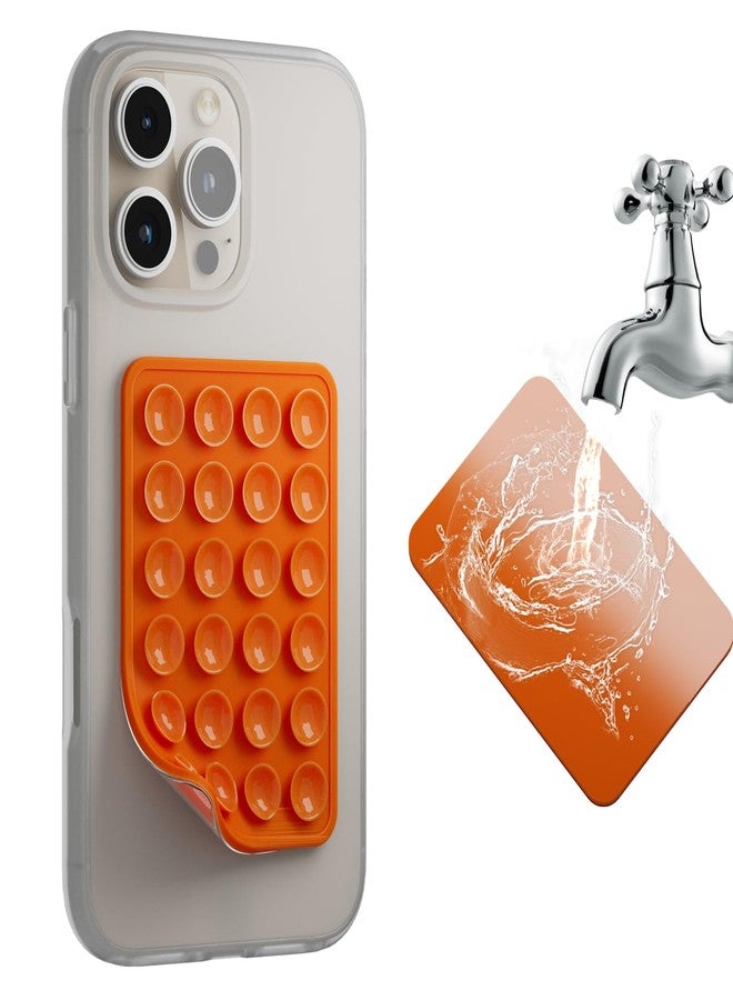 SEMBO Reusable Nano Gel Silicone Suction Phone Grip with Removable Mounting Tape, Sticky Phone Grip with Higher Suction Power, Hands-Free Phone Accessories Holder for Selfies and Videos(Orange) - Image 1