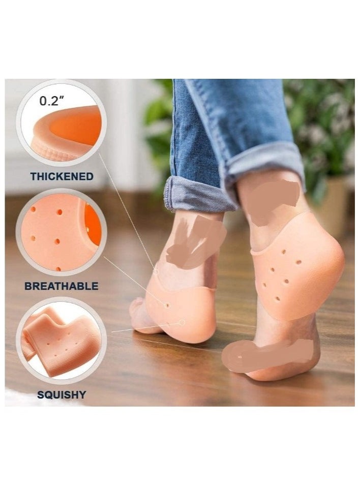 Generic - "Moisturizing Silicone Heel Protectors for Heel Sores and Plantar Fasciitis Relief - Pair of Thick Heel Sleeves for Bone Spurs and Heel Pain Relief, Silicone Heel Pads for Cracked and Dry Feet - For Men and Women with Air Vents for Ventilation, Foot Moisture Retention, and Crack Prevention - Medical Gel Insoles for Daily and Sports Heel Pain Relief." - Image 1