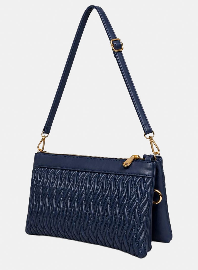Elegant Chain Tote Bag-navy