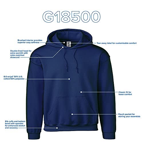 Gildan Adult Fleece Hoodie Sweatshirt, Style G18500, Multipack, Navy (1-Pack), Large - Image 4
