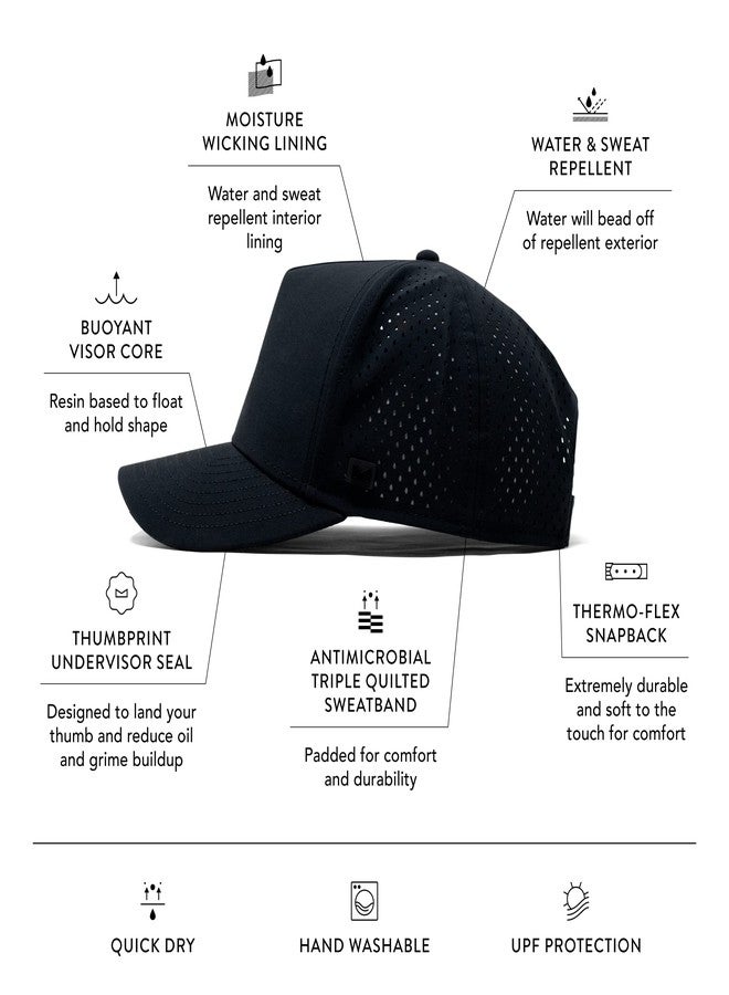 melin Odysea Stacked Hydro, Black, Men's Performance Snapback Hats, Water-Resistant Fitted Baseball Caps for Men & Women, Golf, Running, or Workout Hat, XL - Image 2