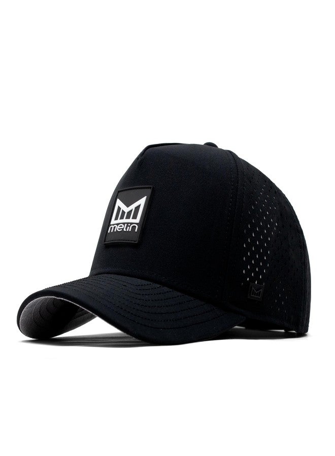 melin Odysea Stacked Hydro, Black, Men's Performance Snapback Hats, Water-Resistant Fitted Baseball Caps for Men & Women, Golf, Running, or Workout Hat, XL - Image 1