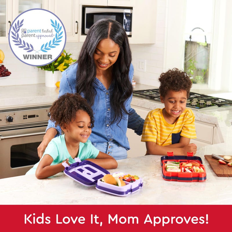 Bentgo Kids Prints Leak-Proof, 5-Compartment Bento-Style Kids Lunch Box - Ideal Portion Sizes for Ages 3-7, Durable, Drop-Proof, Dishwasher Safe, & PFAS & BPA-Free Materials (Rocket) - Image 2