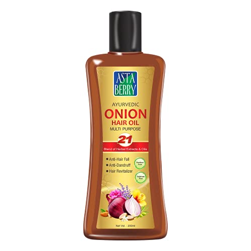ASTABERRY Onion Hair Oil For Hair Growth 200ml -Anti Revitalizer & Anti Hairfall | Goodness of 21 Herbal Extract & Essentials Oils | Energizes hair roots | Anti-dandruff properties - Image 1