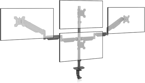 Pholiten Quad 4 Monitor Arm Desk Mount for Max 32 inch Screens, Gas Spring Adjustment Monitor Stand with VESA 75x75mm, 100x100 mm, Clamp & Grommet Install Black MD18864 - Image 1