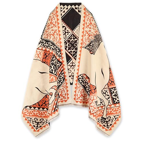 EXTREE Scarfs for Women Pashmina Silky Shawl Wrap for Evening Dressing Blanket Open Front Poncho Cape - Image 1