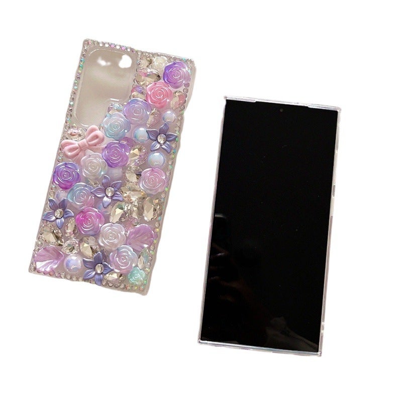 Rhinestone Bow Flower Phone Case for Samsung Galaxy S25 S24 Ultra A15 Note20, Soft Edge Hard Acrylic Protective Cover - Image 5