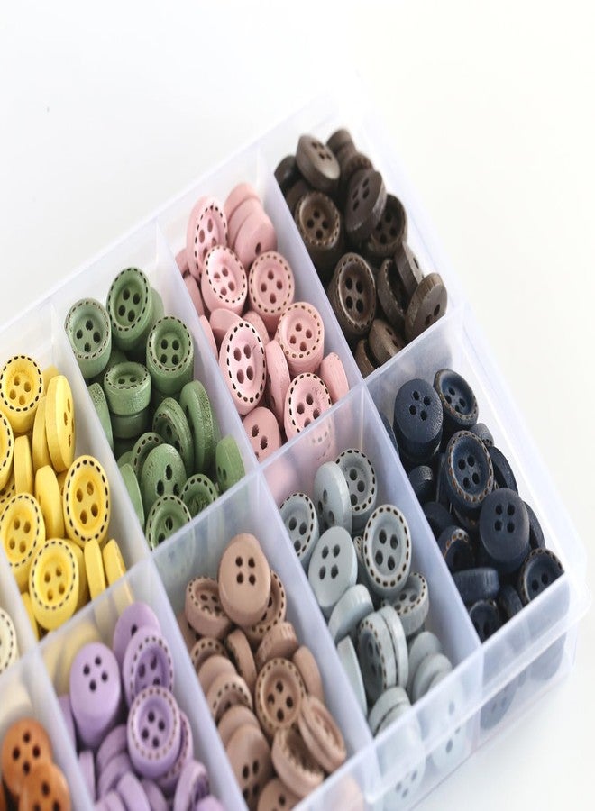 GANSSIA 300PCS 10mm(0.4 Inch) Tiny Size Assorted 10 Colors Wooden Buttons with Box 4 Holes Wood Button for Shirts Pants Sewing Decoration DIY Crafts Scrapbooking Each Color 30pcs - Image 4