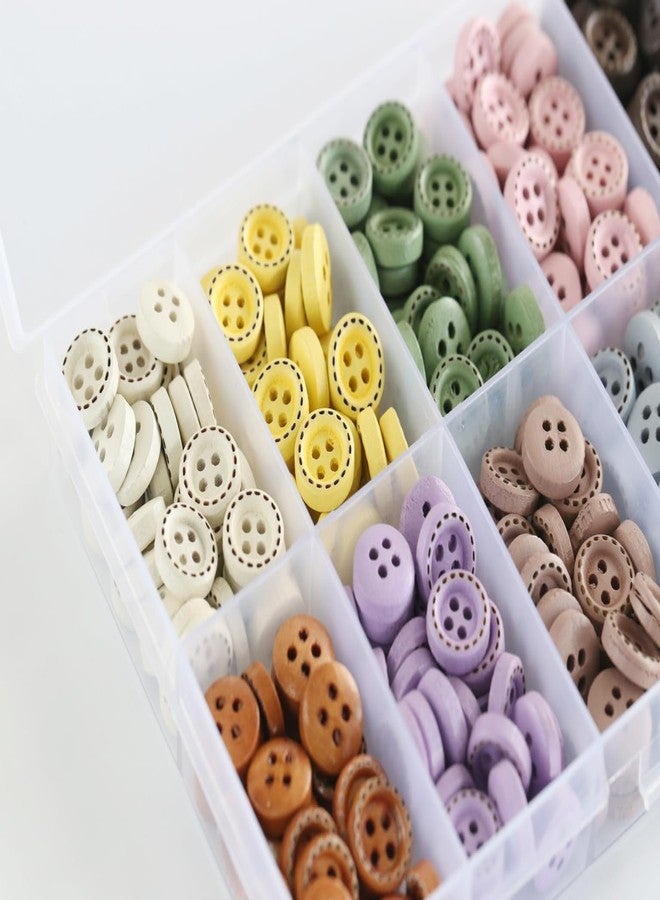 GANSSIA 300PCS 10mm(0.4 Inch) Tiny Size Assorted 10 Colors Wooden Buttons with Box 4 Holes Wood Button for Shirts Pants Sewing Decoration DIY Crafts Scrapbooking Each Color 30pcs - Image 5