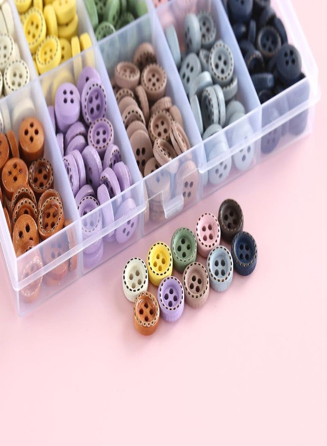 GANSSIA 300PCS 10mm(0.4 Inch) Tiny Size Assorted 10 Colors Wooden Buttons with Box 4 Holes Wood Button for Shirts Pants Sewing Decoration DIY Crafts Scrapbooking Each Color 30pcs - Image 2