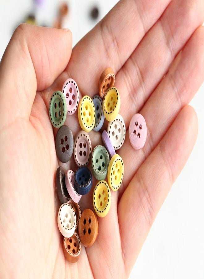 GANSSIA 300PCS 10mm(0.4 Inch) Tiny Size Assorted 10 Colors Wooden Buttons with Box 4 Holes Wood Button for Shirts Pants Sewing Decoration DIY Crafts Scrapbooking Each Color 30pcs - Image 3