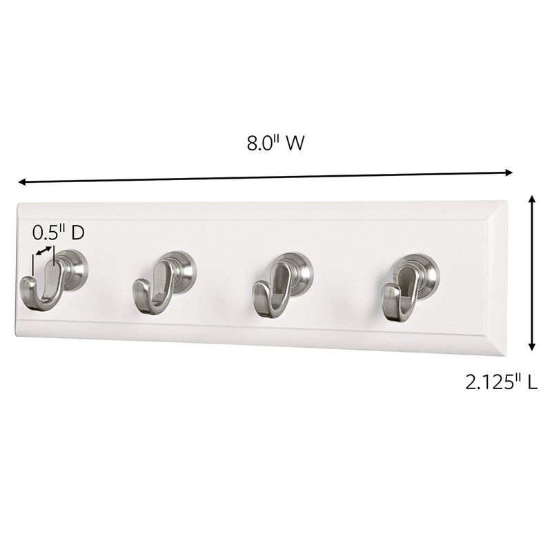 Command Command Key Rail, Holds up to 2 lb, 8-inch Rail with 4 Key Hooks and 6 Command Strips, Quartz, Removable Key Hooks for Entryway or Hallway, Hang Keys, Hats, Dog Leashes, and Accessories - Image 4