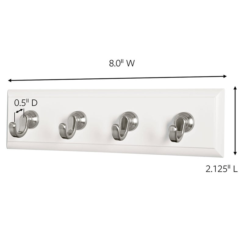 Command Command Key Rail, Holds up to 2 lb, 8-inch Rail with 4 Key Hooks and 6 Command Strips, Quartz, Removable Key Hooks for Entryway or Hallway, Hang Keys, Hats, Dog Leashes, and Accessories - Image 3