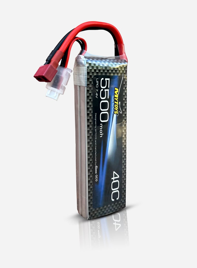 Mytoys 2S LiPo Battery 5500mAh 7.4V 40C  RC Battery with Deans T Plug Connector Compatible for RC 1/8 1/10 Scale Vehicles RC Car, RC Trucks, RC Boats - Image 3