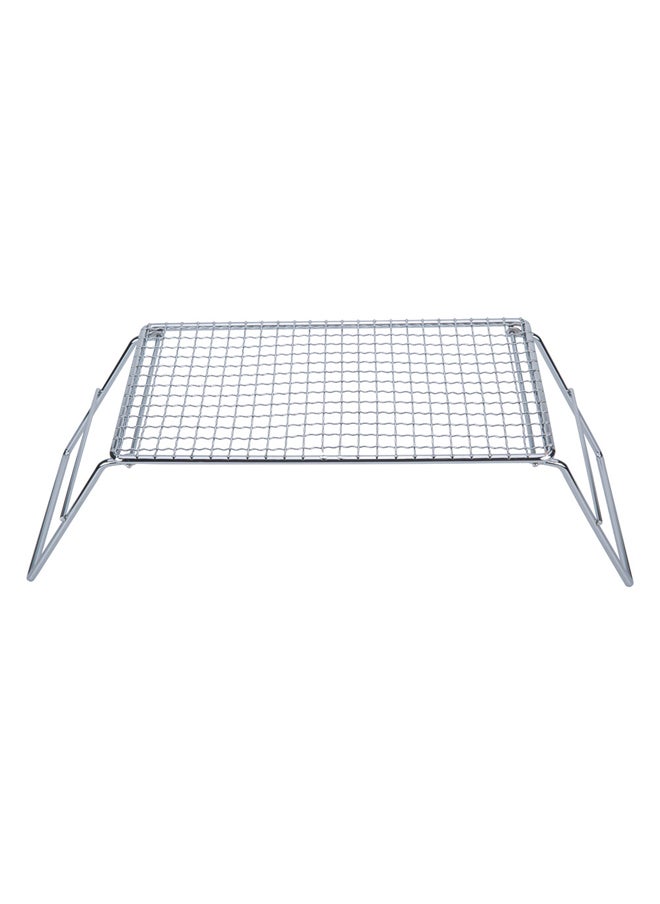 AL SANIDI Foldable Fire Stand, Portable mini barbecue charcoal grill for picnics, Silver, Size 15.5*20*37 Cm  - Image 3