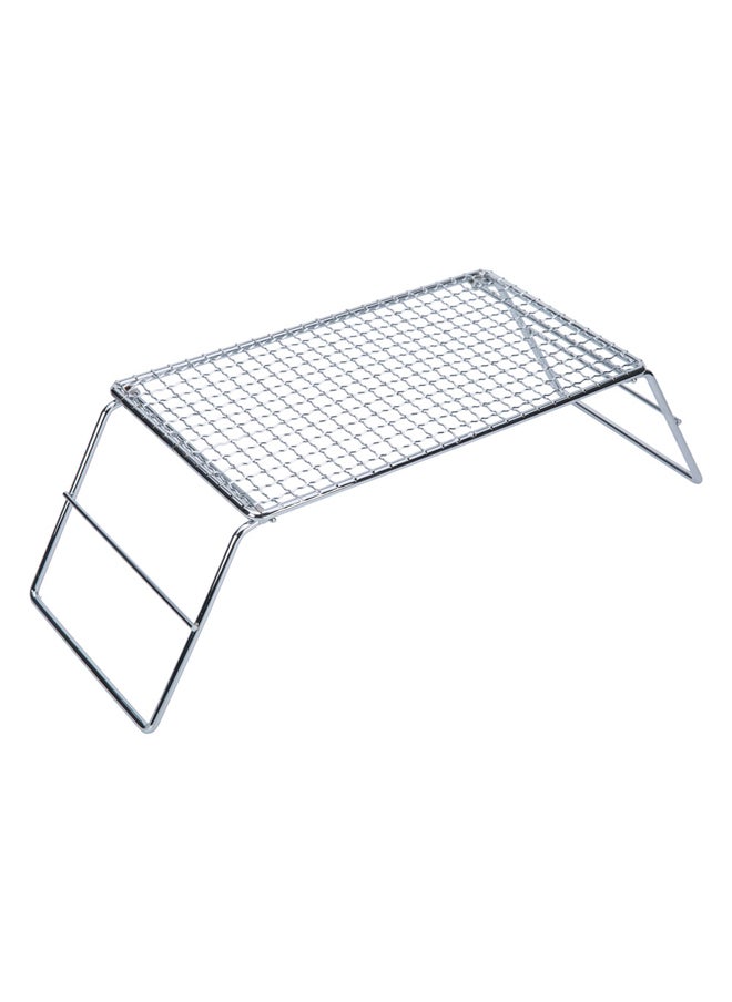 AL SANIDI Foldable Fire Stand, Portable mini barbecue charcoal grill for picnics, Silver, Size 15.5*20*37 Cm  - Image 1