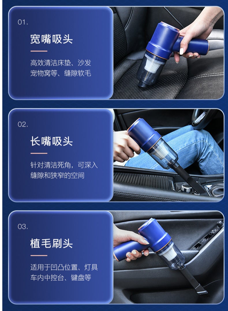 Generic Handheld Car Vacuum Cleaner, 9000pa Vacuum Cleaner And Air Duster, High Power Wet And Dry Handheld Car Vacuum Cleaner With Led Light And Multi-Nozzles For Car, Home, Office, Pet - Image 4