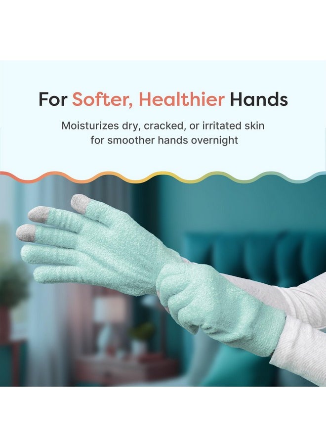Zentoes ZenToes Moisturizing Gloves for Dry Hands and Eczema, Gel Infused with Jojoba Seed Oil, Olive Oil and Vitamin E, Overnight Hand Moisturizer (OSFM, Fuzzy Mint Green with Media Tips)  - Image 2