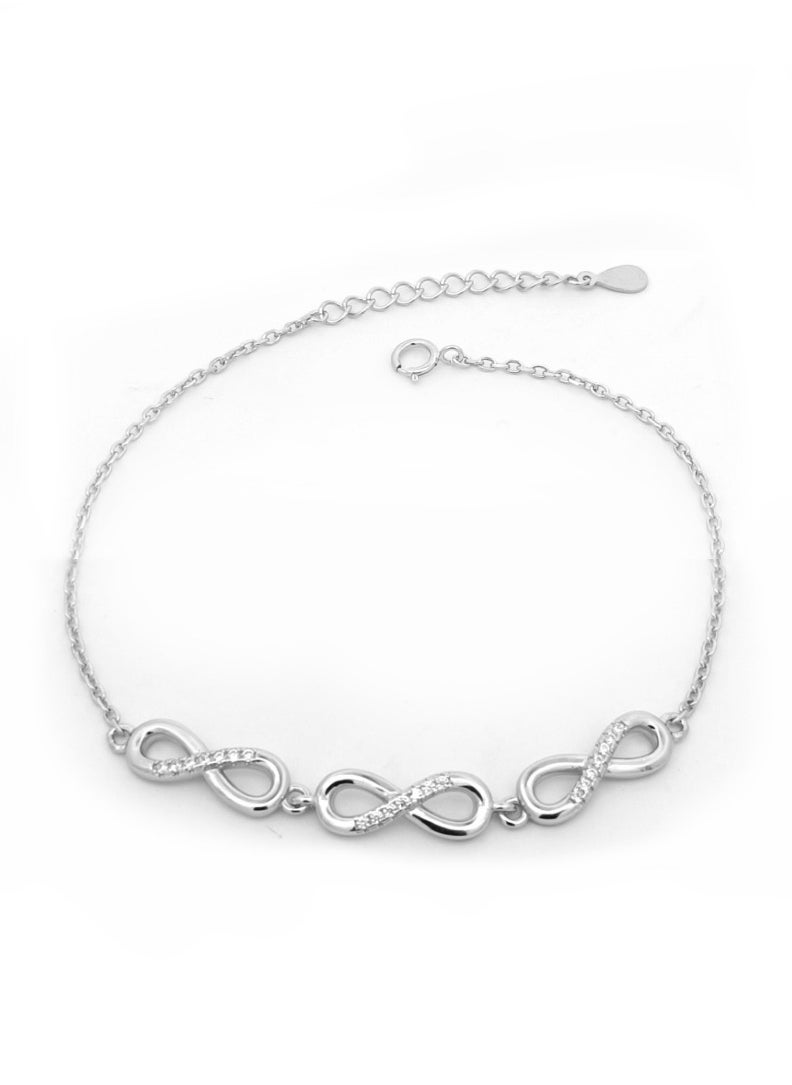 AK Jewels 925 SILVER CZ RHODIUM BRACELET 