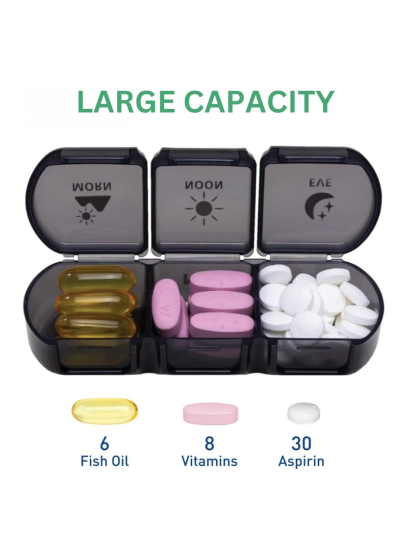 Weekly Pill Organizer 3 Times a Day with Pill Cutter Portable Travel Pill Box with Large Pill Containers Light-Proof Pill Case for Medication, Vitamins and Supplements(Pill box and Cutter)