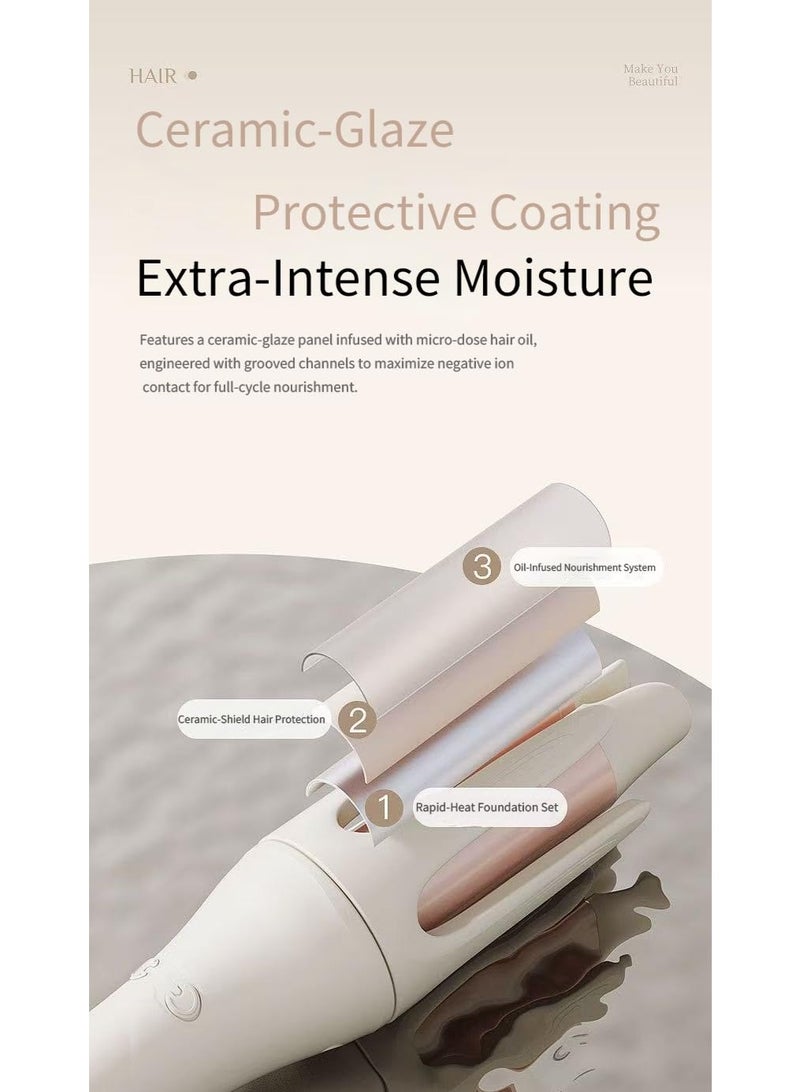 مكواة تجعيد الشعر الدوارة الأوتوماتيكية - عصا تجعيد، مكواة تجعيد محمولة، أداة تجعيد يدوية ذات موجة عميقة أيونية للنساء، جهد مزدوج، مضادة للحروق، سهلة الاستخدام - Image 4