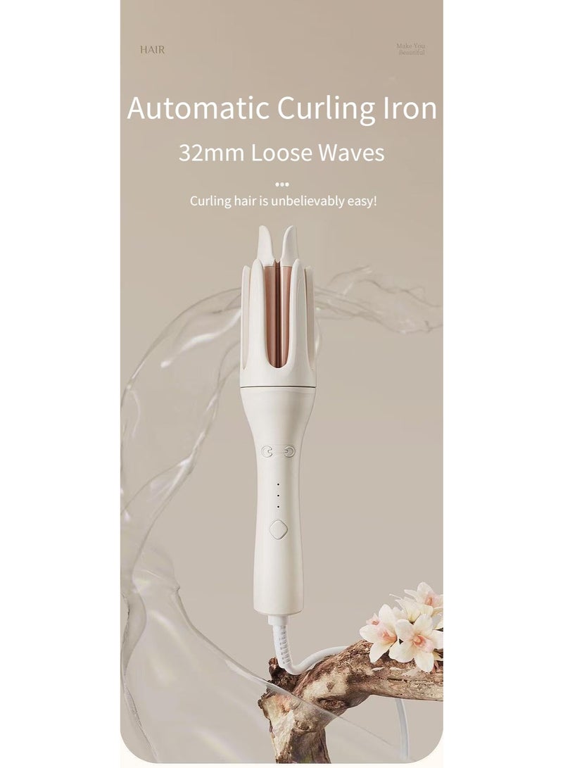 مكواة تجعيد الشعر الدوارة الأوتوماتيكية - عصا تجعيد، مكواة تجعيد محمولة، أداة تجعيد يدوية ذات موجة عميقة أيونية للنساء، جهد مزدوج، مضادة للحروق، سهلة الاستخدام - Image 2