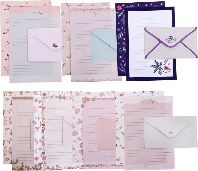 Gadpiparty 8Sets Lovely Floral Writing Paper and Envelopes Designs Stationery for Birthdays Wishes and Notes Premium Paper Includes and Envelopes Per - Image 1