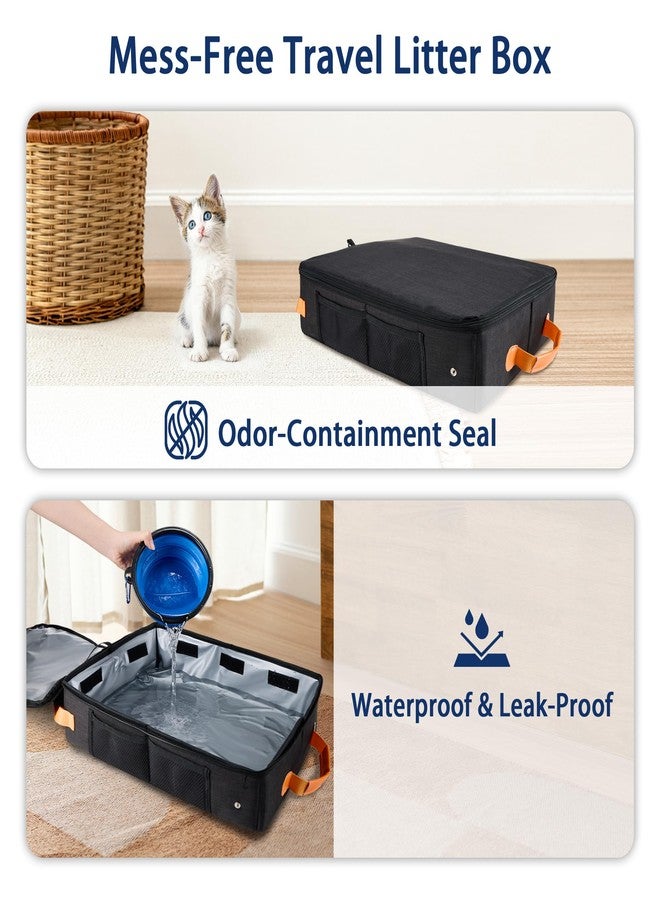 MORAIS Portable Travel Litter Box for Cats, 17.7"×13.5"×11" Collapsible Cat Litter Box with Lid, Leak-Proof Cat Litter Pan for Car Hotel Airplane, Waterproof & Easy to Carry- Black - Image 5