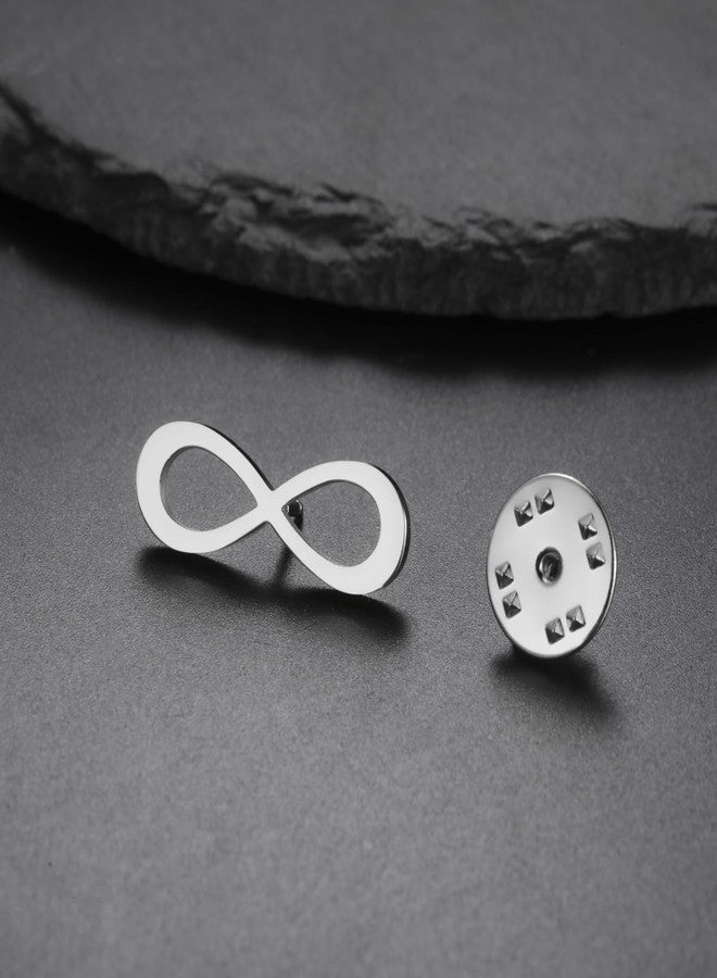 VASSAGO Infinity Symbol Lapel Pin for Men Women Minimalist Stainless Steel Infinity Brooch Eternal Love Badge for Suit Shirt Collar Jewelry Gift (Silver) - Image 3