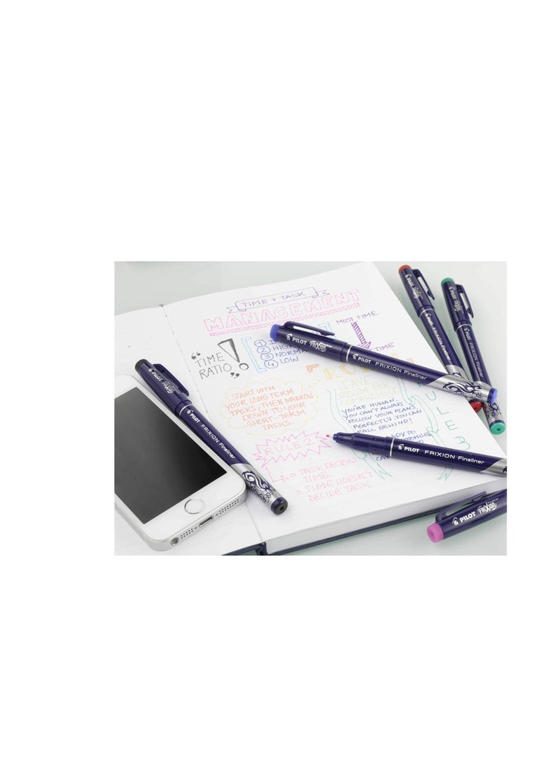 PILOT FriXion Erasable Fineliner Pen Set of 10 (Light Green, Light Blue, Pink, Orange, Purple) - Image 4