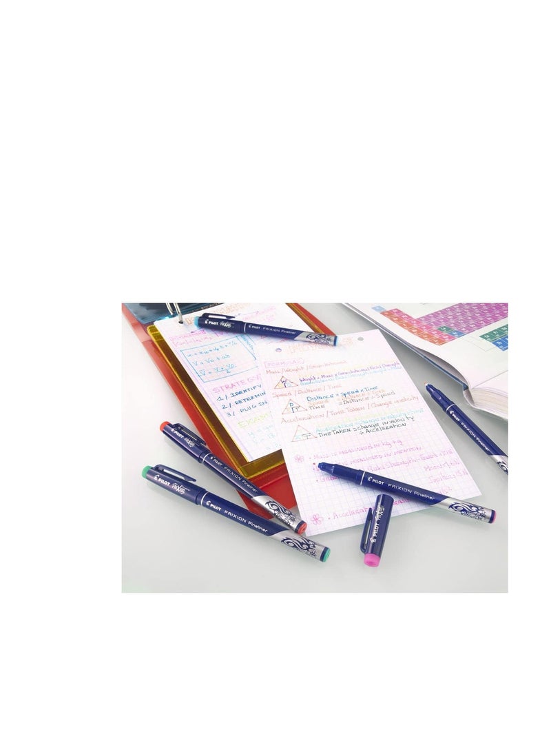 PILOT FriXion Erasable Fineliner Pen Set of 10 (Light Green, Light Blue, Pink, Orange, Purple) - Image 5