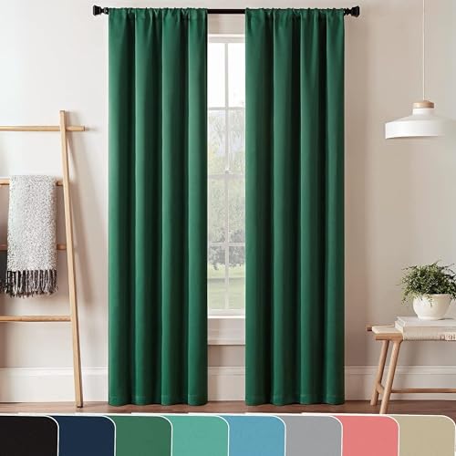 ECLIPSE Darrell Thermaweave Blackout Window Curtain Panel, 37" x 84", Emerald - Image 1