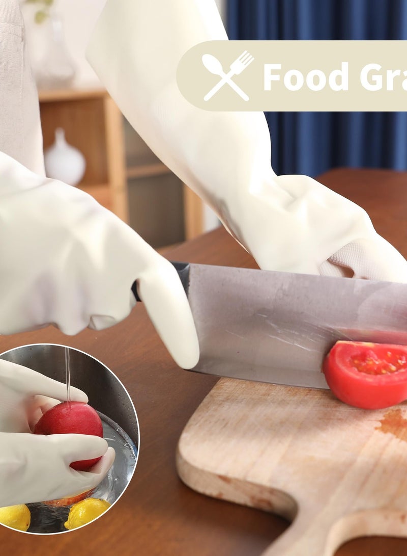 Heavy Duty Nitrile Cleaning Gloves for Kitchen and Garden, Reusable Long Cuff, 3 Pairs Size M, White - Image 5