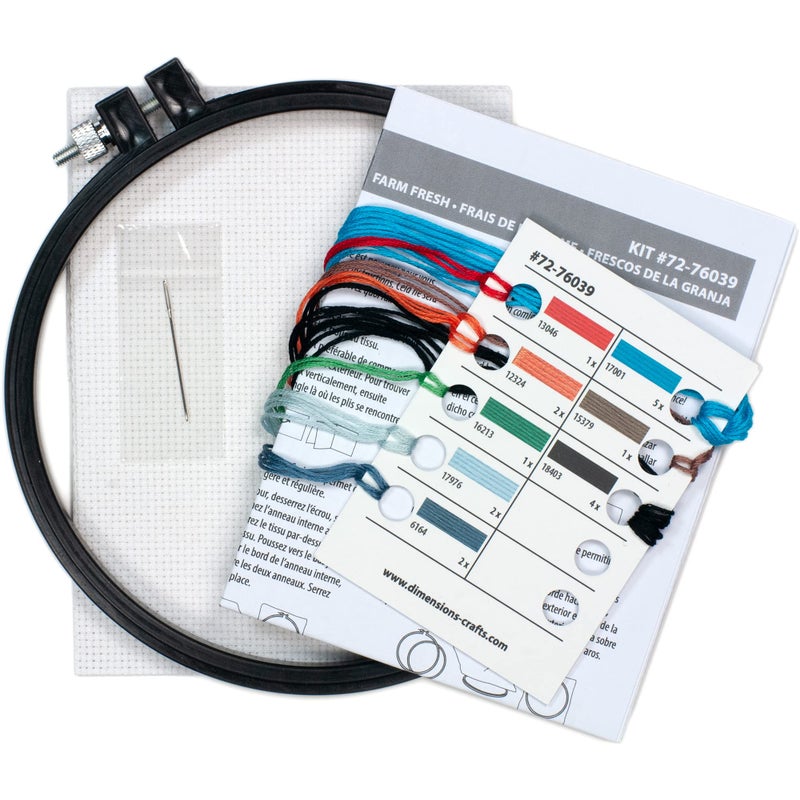 Dimensions Farm Fresh Personalized Counted Cross Stitch Kit for Beginners, 6" Diameter, Multicolor 4 Piece - Image 3