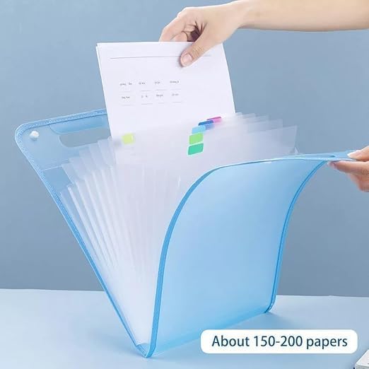 FEXONXA Expanding File Folder, 13 Pockets, Letter Size, Portable Document Organiser with Handle - Multicolor - Image 2