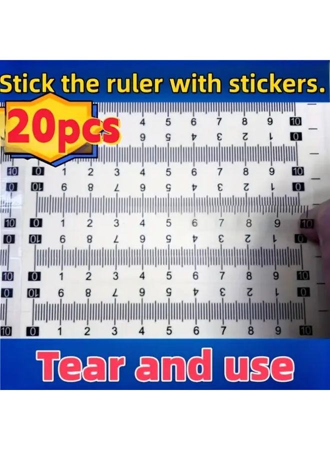 20 قطعة مسطرة لاصقة مرنة عصي قياس لاصقة 0-3.94 بوصة مستلزمات مكتبية - Image 2