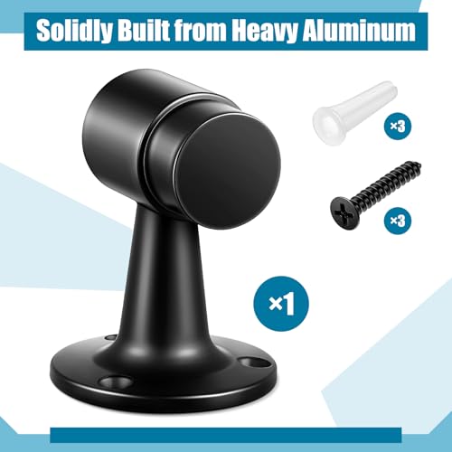Yaocom 1 Pack Heavy Duty Floor Mounted Door Stop 3 in Aluminum Commercial Grade Door Stopper with Rubber Bumper Stainless Steel Screws Black - Image 3
