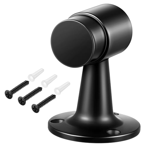 Yaocom 1 Pack Heavy Duty Floor Mounted Door Stop 3 in Aluminum Commercial Grade Door Stopper with Rubber Bumper Stainless Steel Screws Black - Image 1