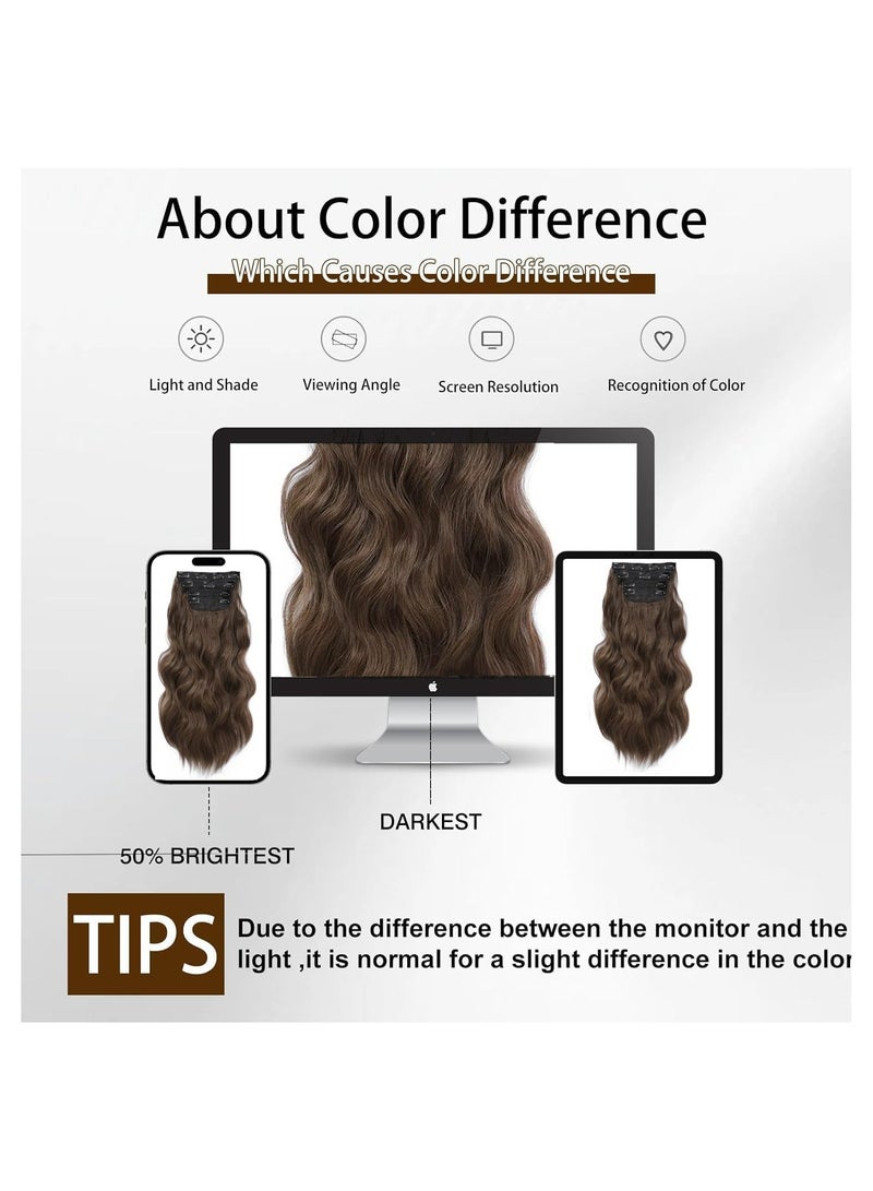خاجول 4 قطع إضافات شعر طويلة بطول 20 بوصة من الألياف الاصطناعية المموجة للنساء (بنى متوسط) - Image 4