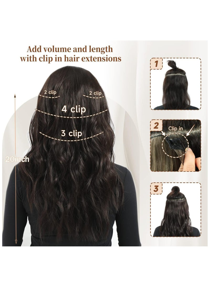 خاجول 4 قطع إضافات شعر طويلة بطول 20 بوصة من الألياف الاصطناعية المموجة للنساء (بنى متوسط) - Image 3