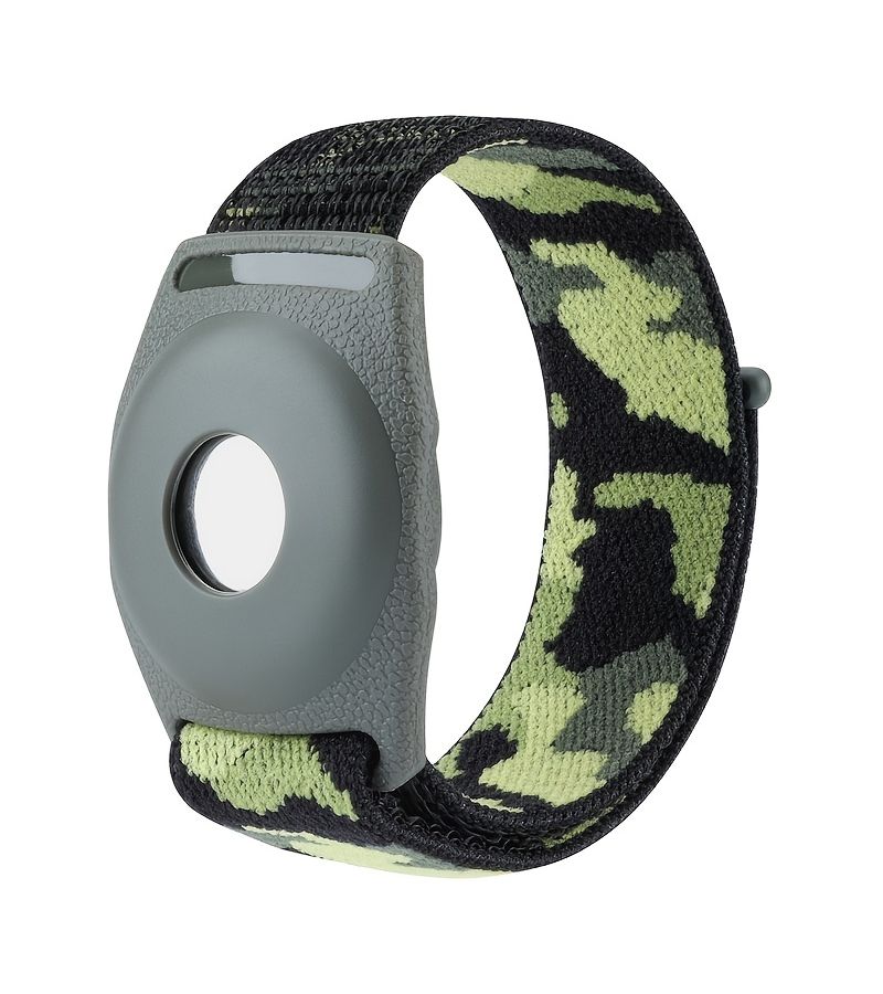 Black Camouflage Nylon Bracelet For Apple Airtag Anti-Lost Protective Cover Tracking Locator Band Strap 6.7 Inch - Image 1